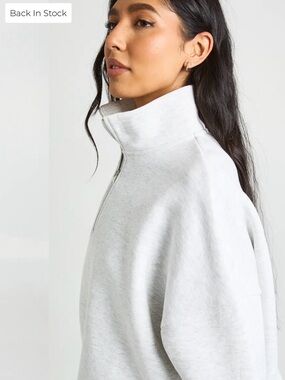 White Quarter-Zip Funnel Neck Women's Sweater